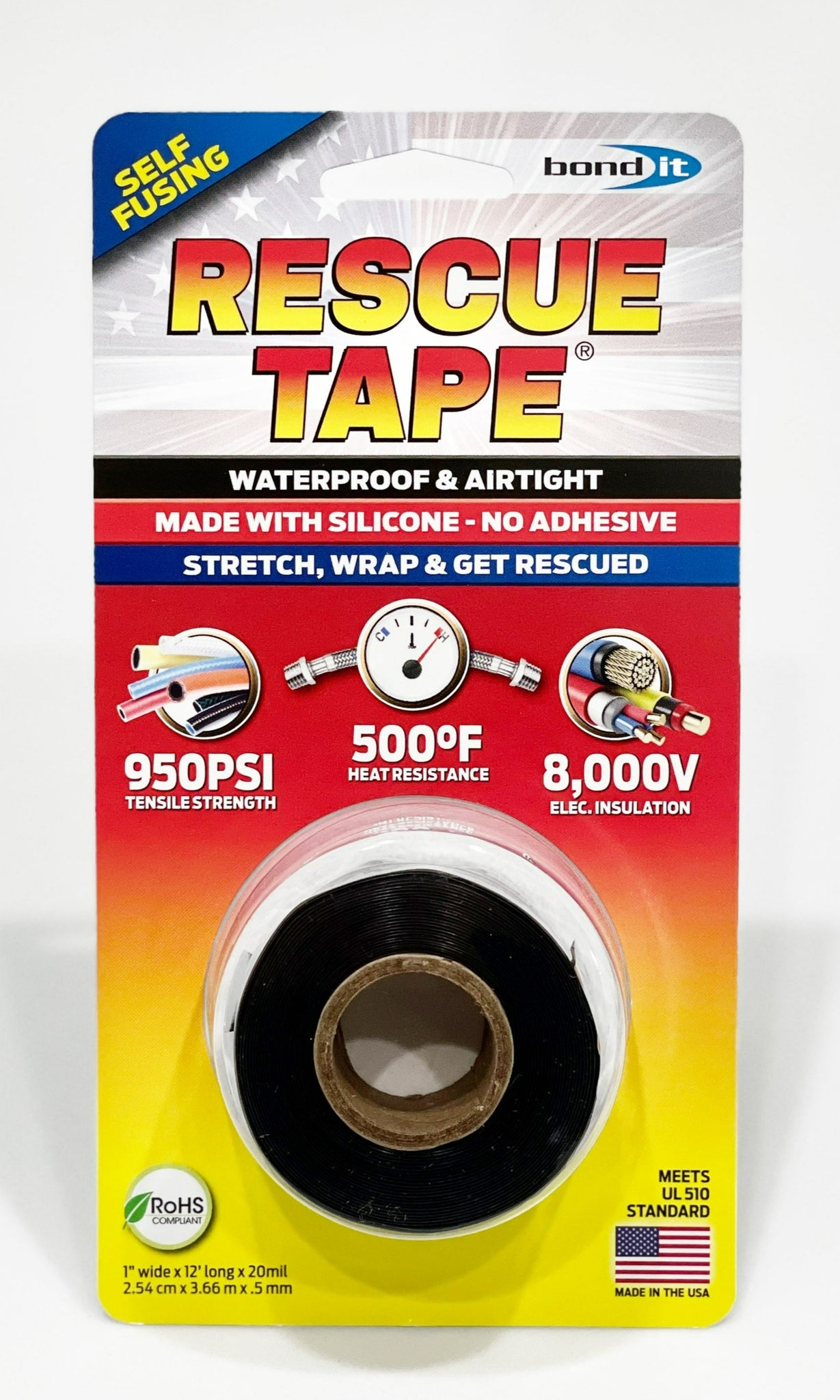 ER Tape  Black & Blue 1 x 36' Self-Fusing Silicone Tape